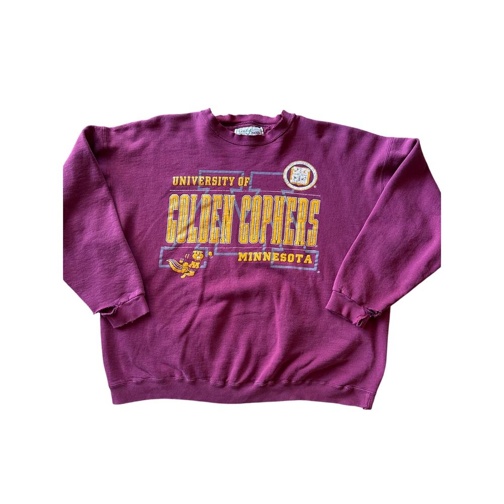 Vtg NCAA U of Minnesota Golden Gophers USA Made Galt Sands XL Maroon Crewneck